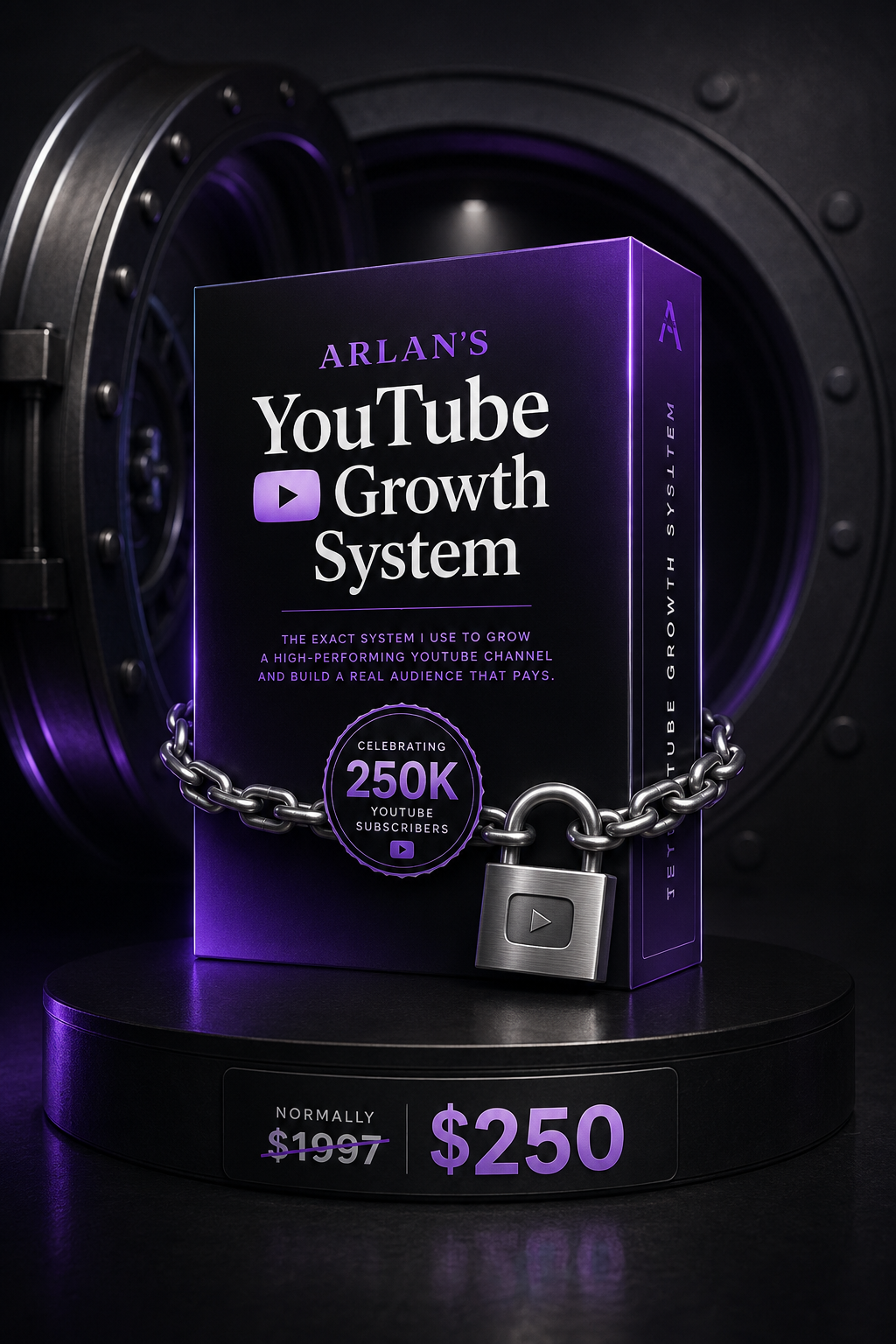 Arlan's YouTube Growth System — vault-locked product box
